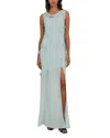Rotate Birger Christensen Darly Embellished Flower Long Dress In Blue