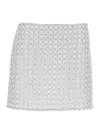 Rotate Birger Christensen White Beaded Midi Skirt In Tech Fabric Woman In Gray