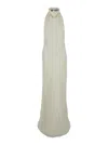 Rotate Birger Christensen Rotate White Crewneck Long Dress With Contrasting Lace Detail On The Rear In Tech Fabric Woman
