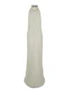 Rotate Birger Christensen Rotate White Crewneck Long Dress With Contrasting Lace Detail On The Rear In Tech Fabric Woman In White