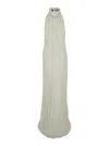 Rotate Birger Christensen Rotate White Crewneck Long Dress With Contrasting Lace Detail On The Rear In Tech Fabric Woman In White