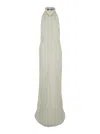 Rotate Birger Christensen Rotate White Crewneck Long Dress With Contrasting Lace Detail On The Rear In Tech Fabric Woman In White