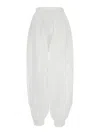 Rotate Birger Christensen White Crop Pants With Elastic Waist And Balloon Design In Cotton Woman In White