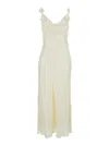Rotate Birger Christensen White Dress With Draped Neckline And All-over Floral Motif In Silk Woman In White