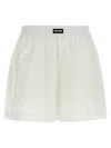 Rotate Birger Christensen Waistband Elastic Hem Turn-up Shorts In White