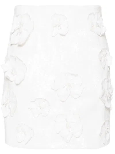 Rotate Birger Christensen Embellished Tulle Mini Skirt In Off-white