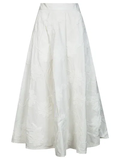Rotate Birger Christensen White Flower Floral Embroidered Maxi Skirt