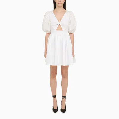 Rotate Birger Christensen Rotate Mini Dress With Balloon Sleeves And Cut Out Details In White