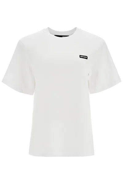 Rotate Birger Christensen White Organic Cotton T-shirt With Wide Neck