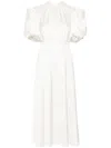 Rotate Birger Christensen Puff-sleeve Satin Midi Dress In White