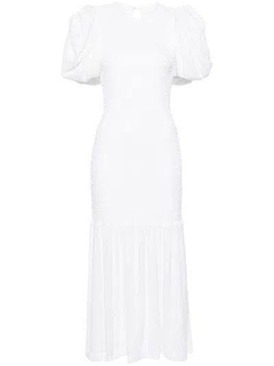 Rotate Birger Christensen Sequinned Puff-sleeve Maxi Dress In White