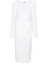 ROTATE BIRGER CHRISTENSEN WHITE SEQUINNED MIDI WRAP DRESS