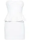 ROTATE BIRGER CHRISTENSEN WHITE SEQUINNED PEPLUM MINI DRESS - WOMEN'S - RECYCLED POLYESTER/SPANDEX/ELASTANE/POLYESTER/POLYESTE