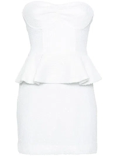 Rotate Birger Christensen Strapless Sequined Mini Dress In Neutrals