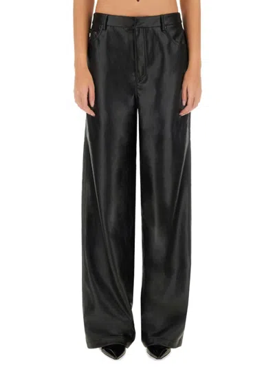 ROTATE BIRGER CHRISTENSEN WIDE LEG FAUX LEATHER PANTS