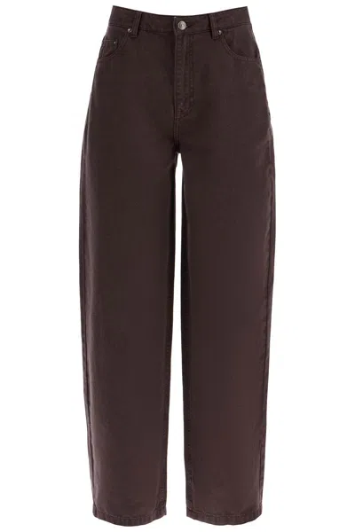 Rotate Birger Christensen Wide Leg Five-pocket Pants With A Relaxed In Brown