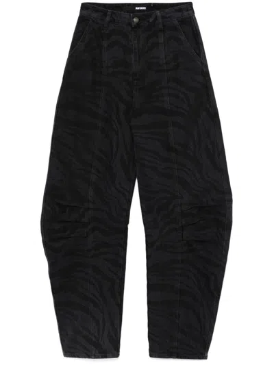 ROTATE BIRGER CHRISTENSEN ROTATE BIRGER CHRISTENSEN WIDE-LEG JEANS IN RECYCLED COTTON WITH ZEBRA PRINT