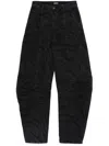 Rotate Birger Christensen Wide-leg Jeans In Recycled Cotton With Zebra Print In Black