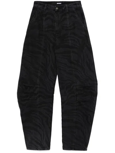 ROTATE BIRGER CHRISTENSEN ROTATE BIRGER CHRISTENSEN WIDE-LEG JEANS IN RECYCLED COTTON WITH ZEBRA PRINT