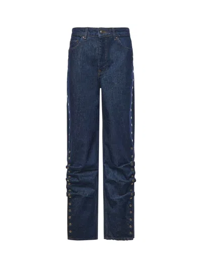 Rotate Birger Christensen Wide-leg Jeans With Buttons In Brown