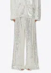 Rotate Birger Christensen Mid-waist Wide-leg Trousers In Silver