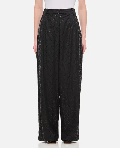 Rotate Birger Christensen Wide Leg Sequins Pants In Black