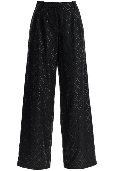 Rotate Birger Christensen Tech-jersey Wide-leg Pants In Black