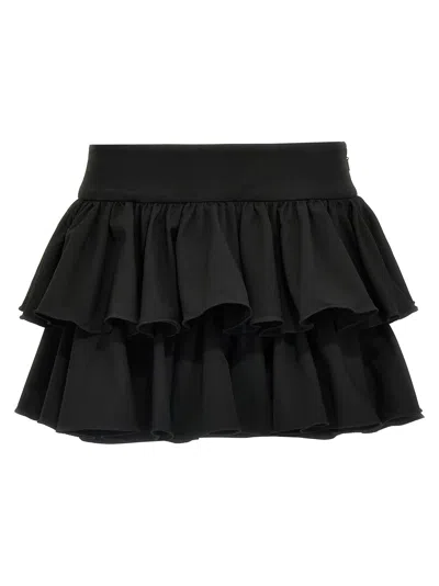 ROTATE BIRGER CHRISTENSEN WIDE RUFFLE MINI SKIRTS BLACK