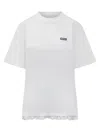 Rotate Birger Christensen Wide T-shirt With Rouche In White