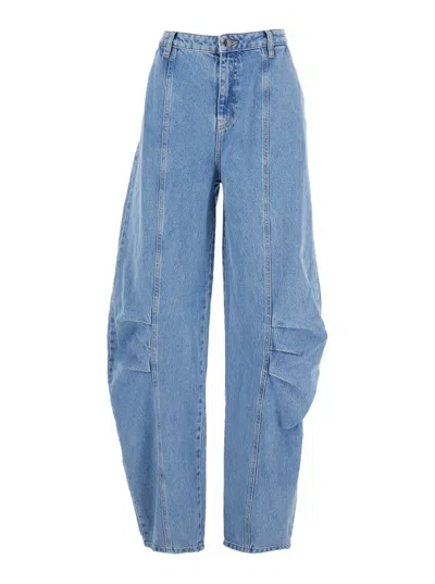 Rotate Birger Christensen Wide-leg Cotton Denim Jeans In Blue