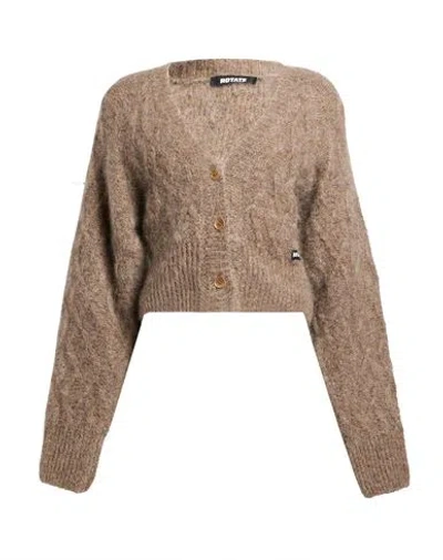 Rotate Birger Christensen Woman Cardigan Khaki Size 2 Alpaca Wool, Mohair Wool, Polyamide, Elastane In Multi