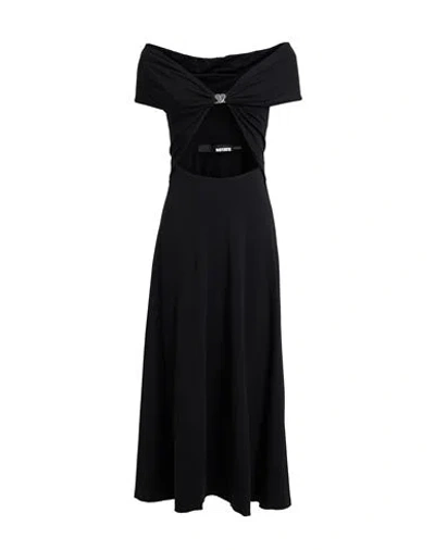 Rotate Birger Christensen Woman Midi Dress Black Size 10 Organic Cotton, Modal, Elastane