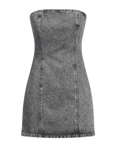 Rotate Birger Christensen Stonewashed Cotton Denim Mini Dress In Grey Denim