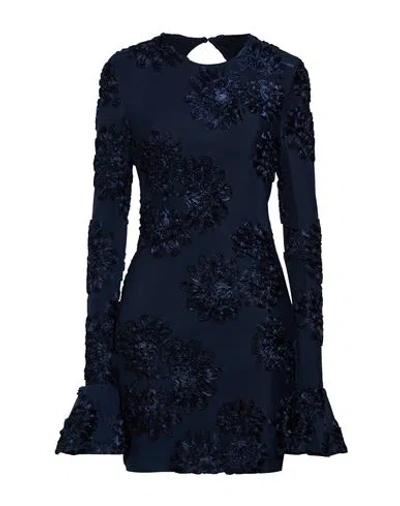Rotate Birger Christensen Rotate Dark Brown 3d Flower Floral Lace Mini Dress In Black