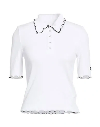 Rotate Birger Christensen Woman Polo Shirt White Size 2 Organic Cotton, Elastane