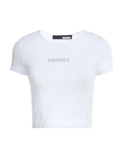 Rotate Birger Christensen Woman T-shirt White Size 6 Organic Cotton, Modal, Elastane