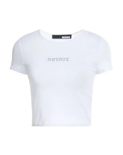 Rotate Birger Christensen Rotate Ladies Bright White Logo Applique Cropped T-shirt