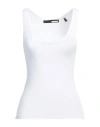 Rotate Birger Christensen Woman Tank Top White Size 6 Modal, Cotton, Elastane In Gray