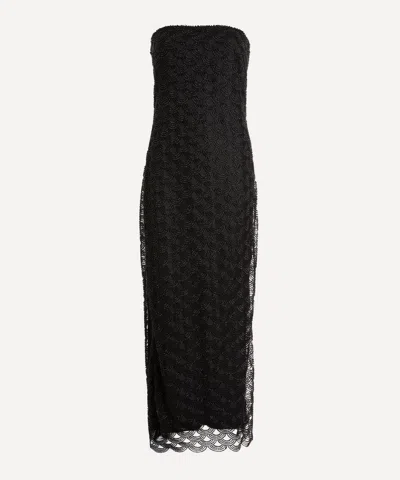 Rotate Birger Christensen Women's Black Beaded Maxi Tube Dress