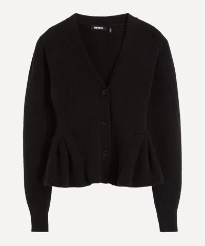 Rotate Birger Christensen Women's Black Knit Peplum Cardigan In Brown
