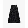Rotate Birger Christensen Sun Floral-appliqué High-rise Maxi Skirt In Black