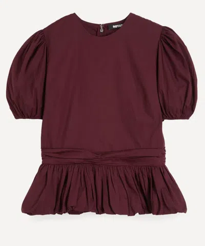 Rotate Birger Christensen Women's Bordeaux Puff-sleeve Top