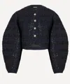 Rotate Birger Christensen Women's Boucle Short Dark Blue Jacket In Black