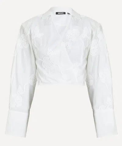 Rotate Birger Christensen Women's Bright White Flower Wrap Shirt
