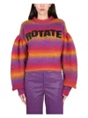 Rotate Birger Christensen Intarsia-logo Striped Cropped Jumper In Multicolour