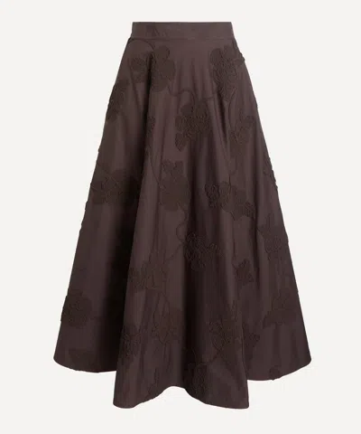 Rotate Birger Christensen Women's Dark Brown Flower Maxi Skirt