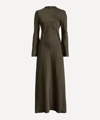 Rotate Birger Christensen Women's Dark Green Satin Maxi Dress