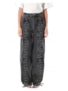 Rotate Birger Christensen Black Organic Cotton Wide Leg Pants With Lace In Black