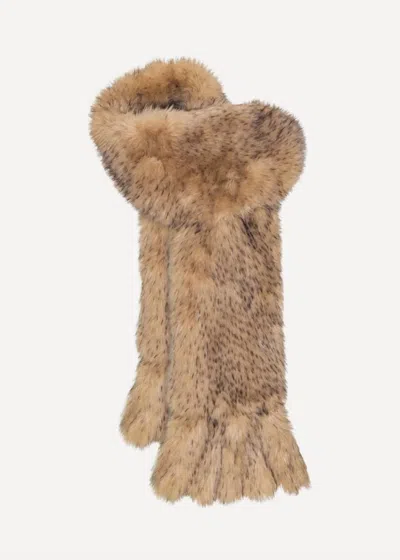 Rotate Birger Christensen Women's Faux Fur Scarf In Beige In Brown