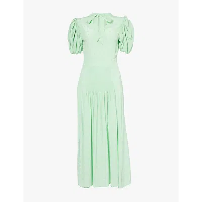 Rotate Birger Christensen Womens Fennel Flower Elasticated-panel Puff-sleeve Woven Midi Dress